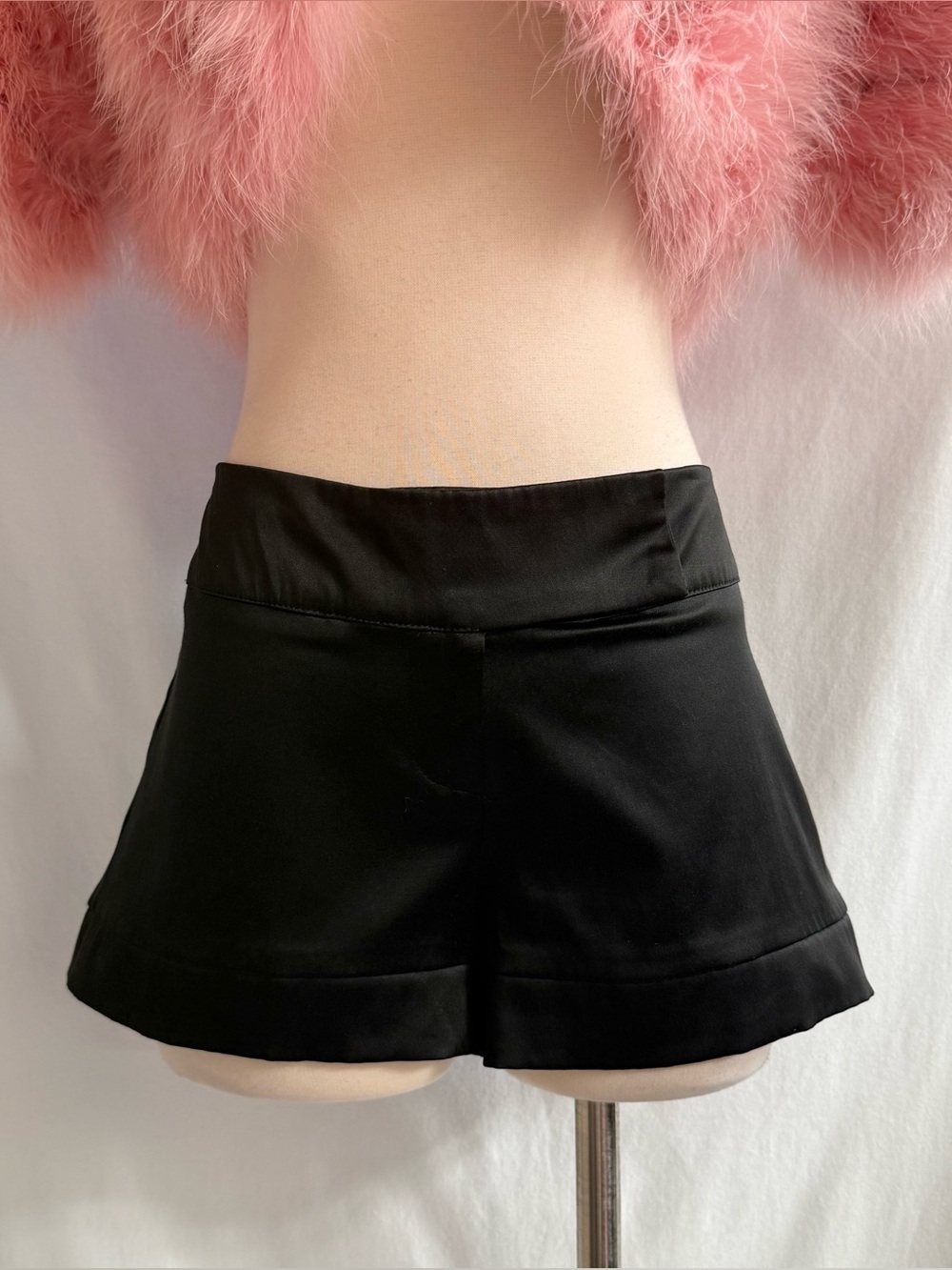 Y2K Wet Seal Black Satin Micro Shorts